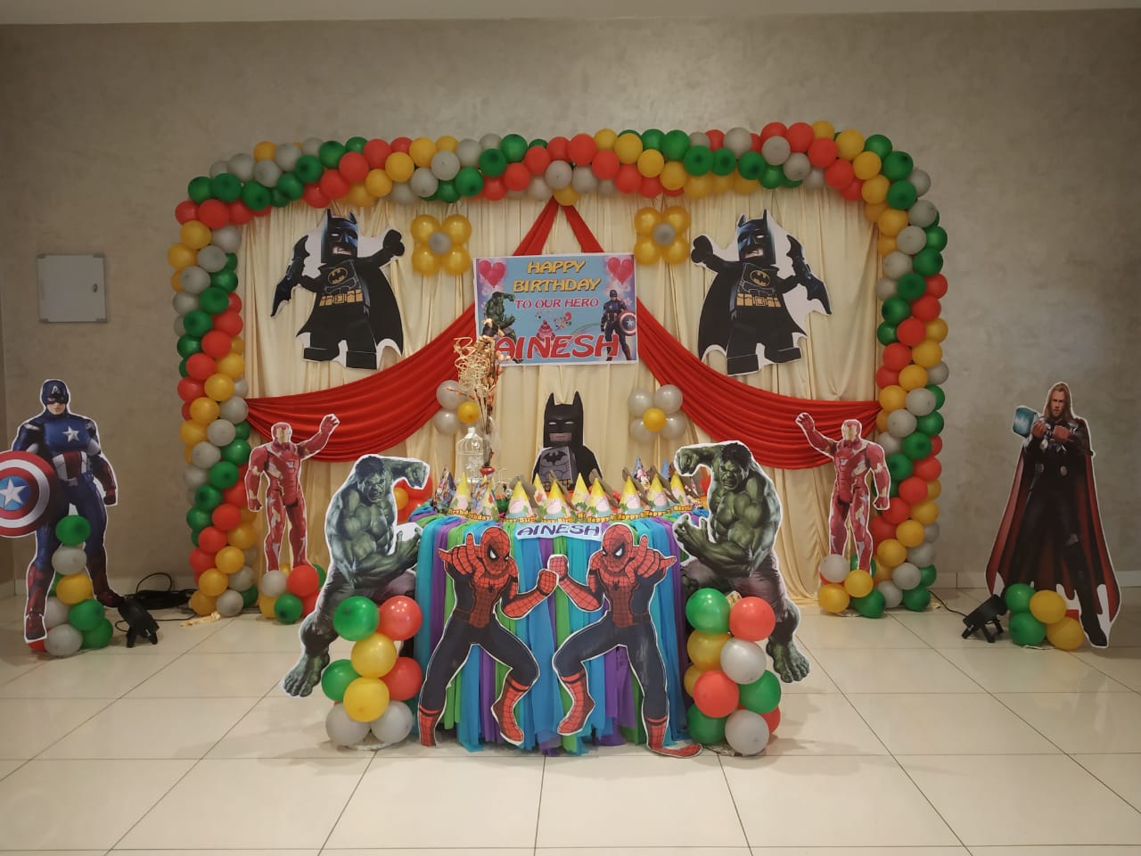 Cartoon-Themed Balloon Decoration for Birthday Parties