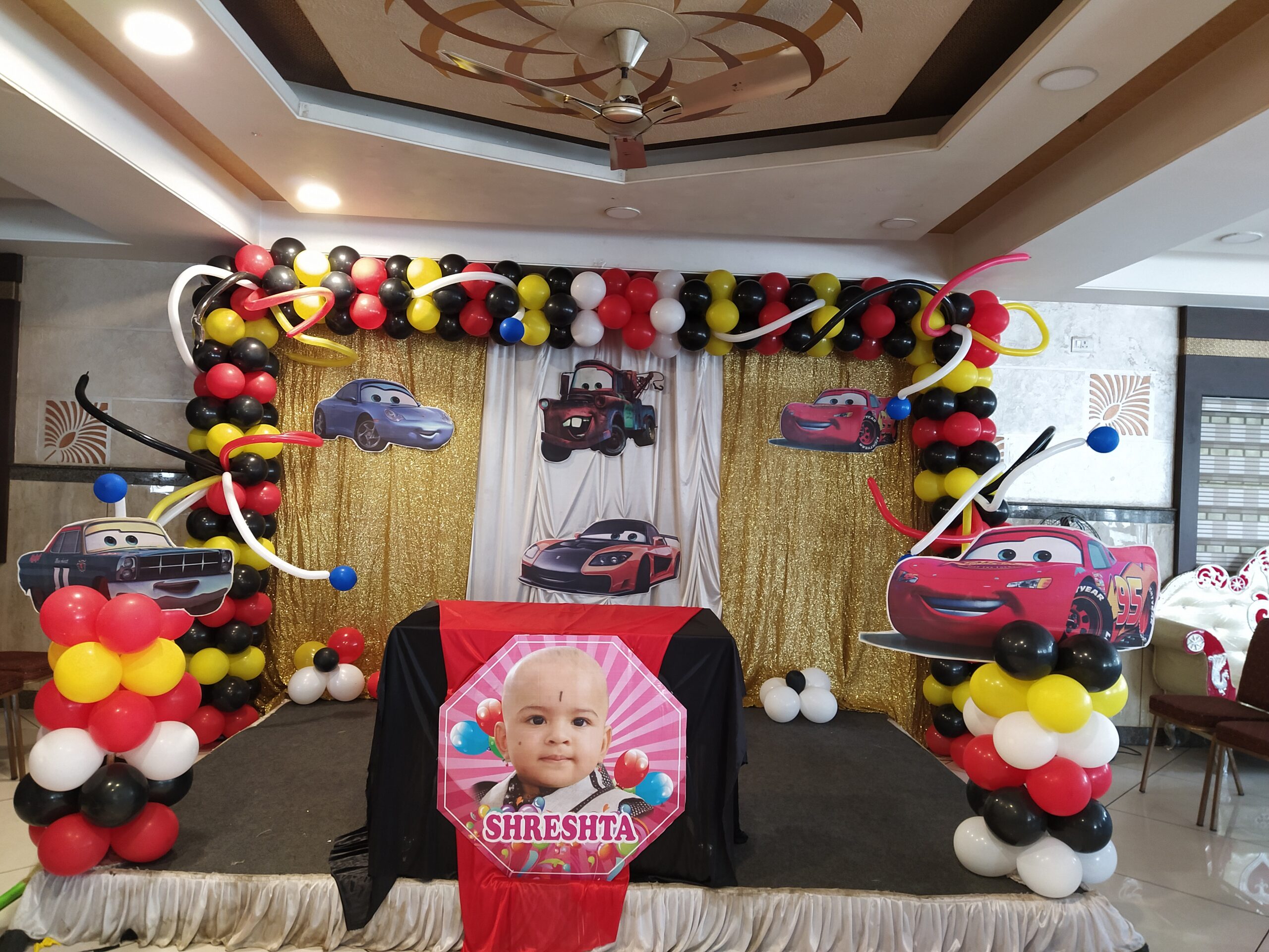Cars-Themed Balloon Decoration for Birthday