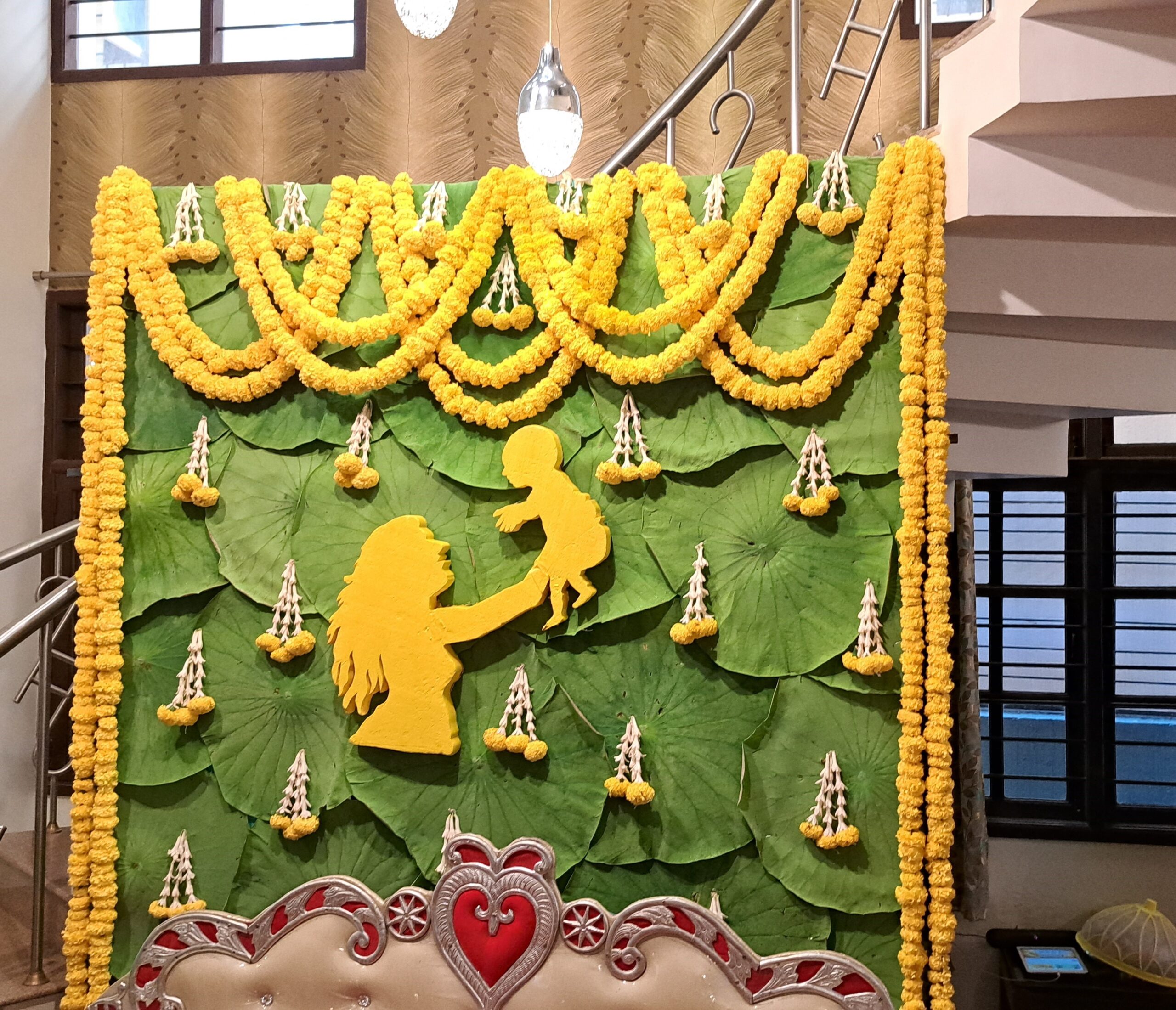 Lotus Leaf & Mari gold Flower decoration