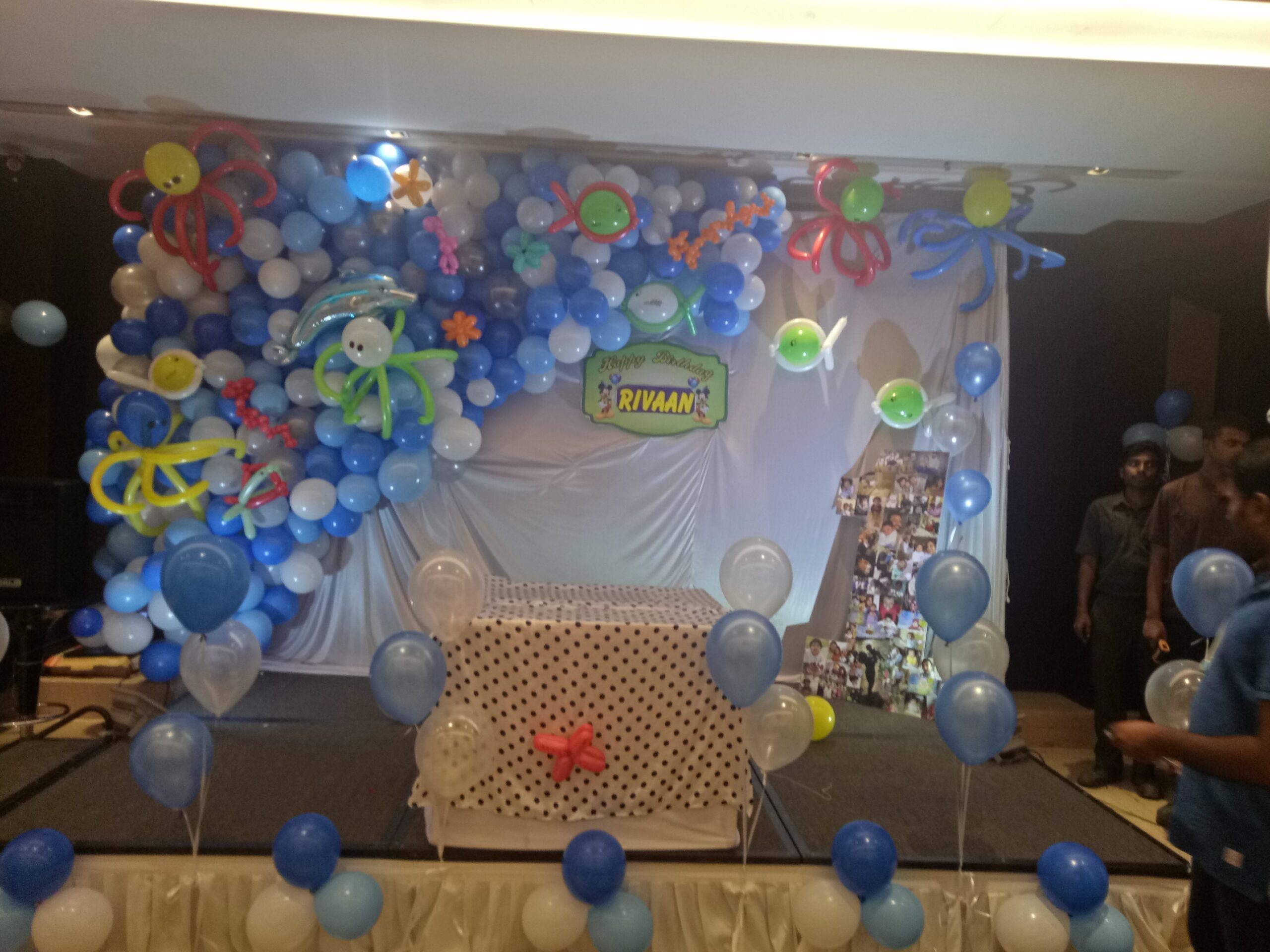 Ocean-themed Blue and White Balloon Decoration
