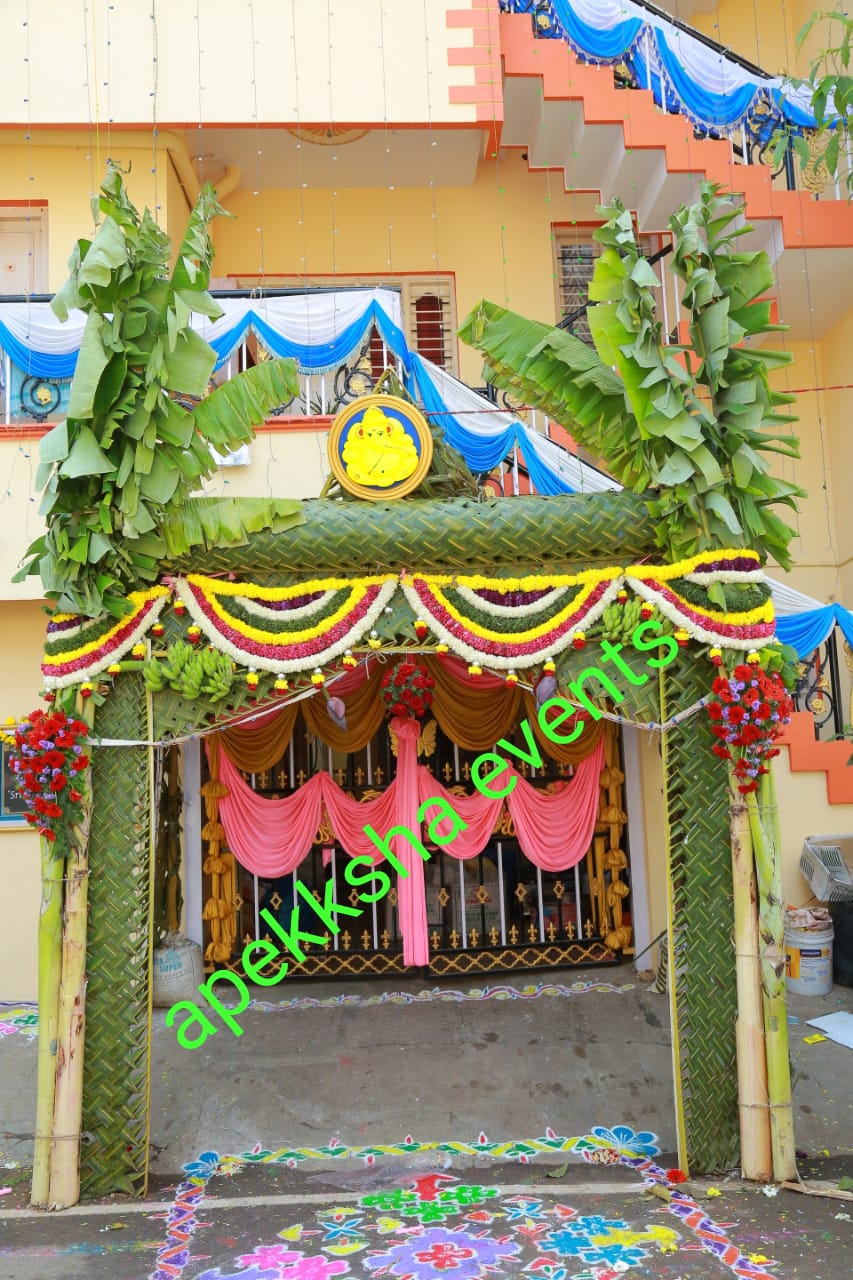 Banana and Coconut Leaves with Flowers Decoration