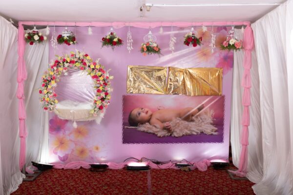 Flower decor for Naming Ceremony