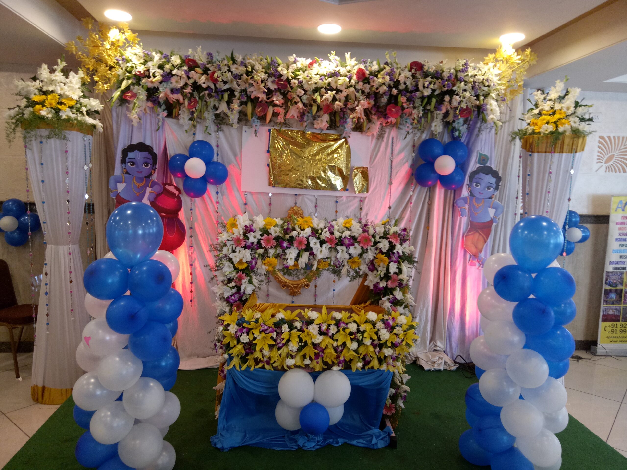 Floral Krishna Decor for Naming Ceremony