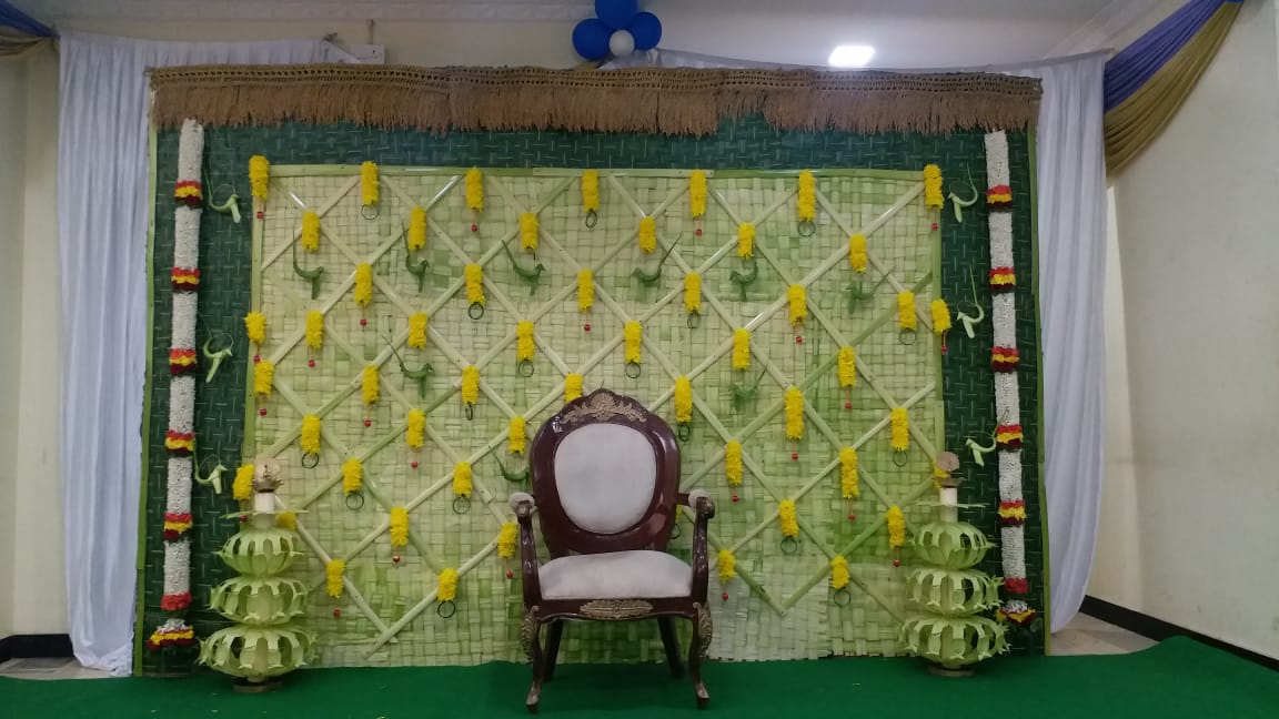 Yellow Marigold and Coconut Leaves Decoration