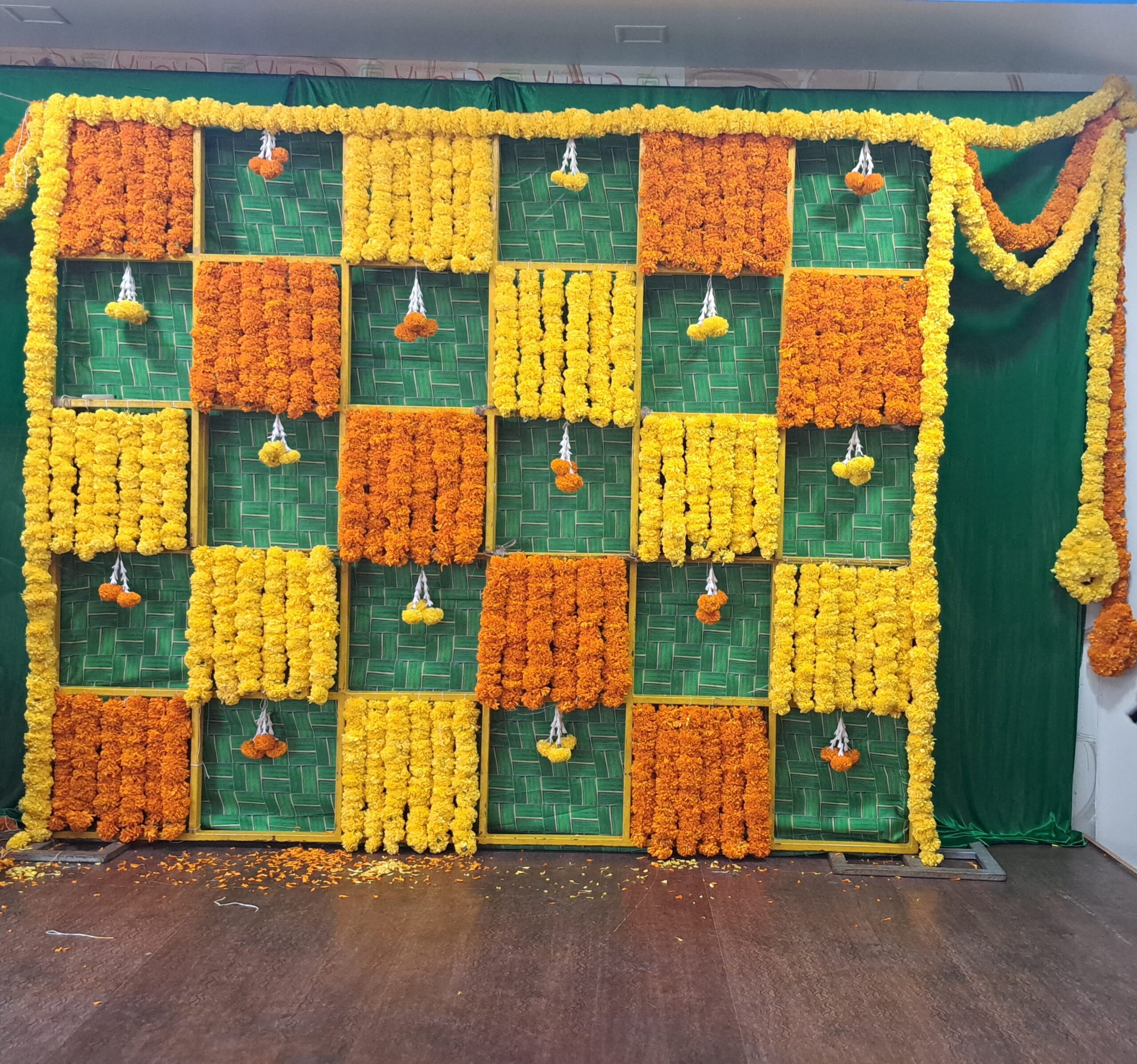 Coconut leaf Mari gold decoration,