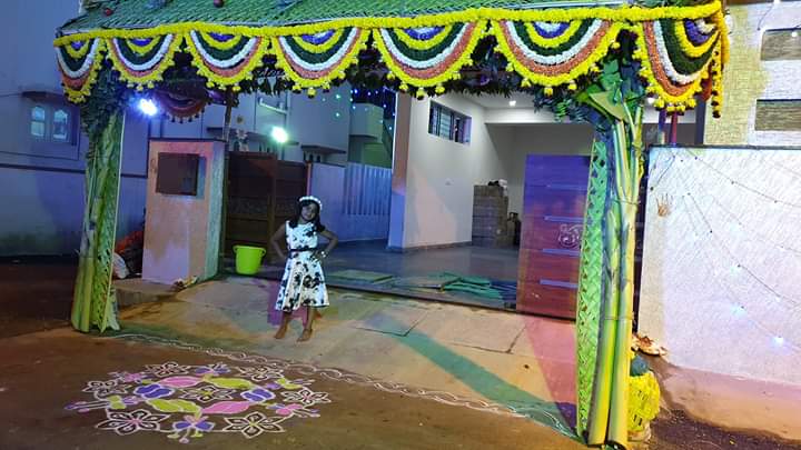 Grand Marigold and Coconut Leaves Decoration
