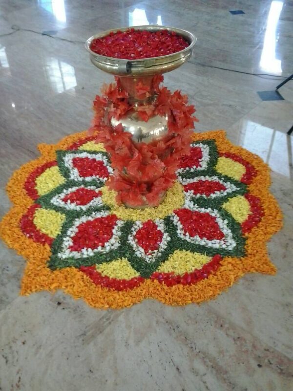 Vibrant Flower Rangoli Decoration for Events