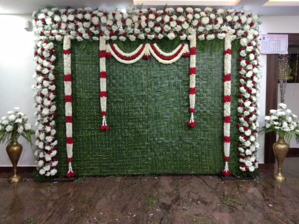 White and Red Flowers with Coconut leaves Decoration