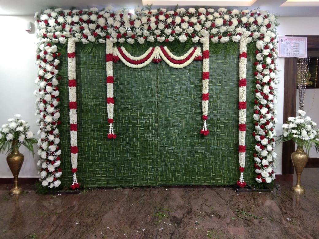 White and Red Flowers with Coconut leaves Decoration