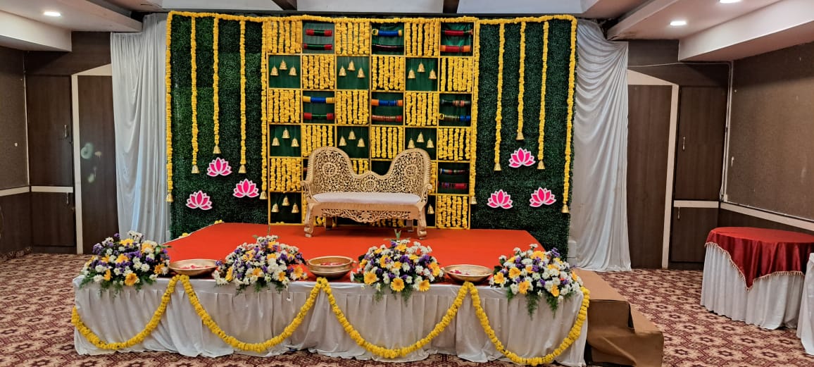 Yellow Mari gold flowers Grand Decor for Baby Shower