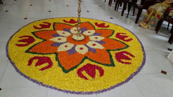 Grand Flower Rangoli Decoration For Events