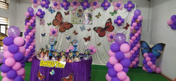 Butterfly-themed Purple and Pink Balloon Decor