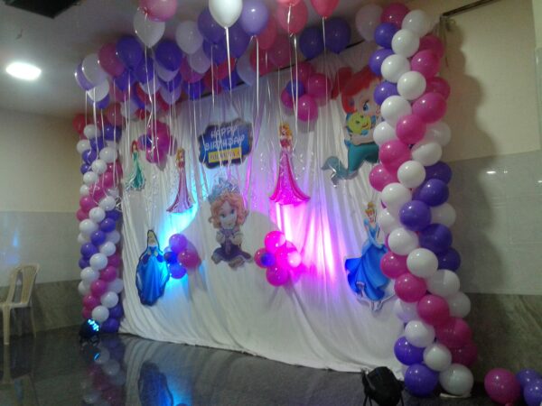 Princess-themed Pink, Purple and White Balloon Decor