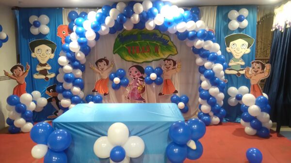 Chotta Bheem-themed Blue and White Balloon Decor