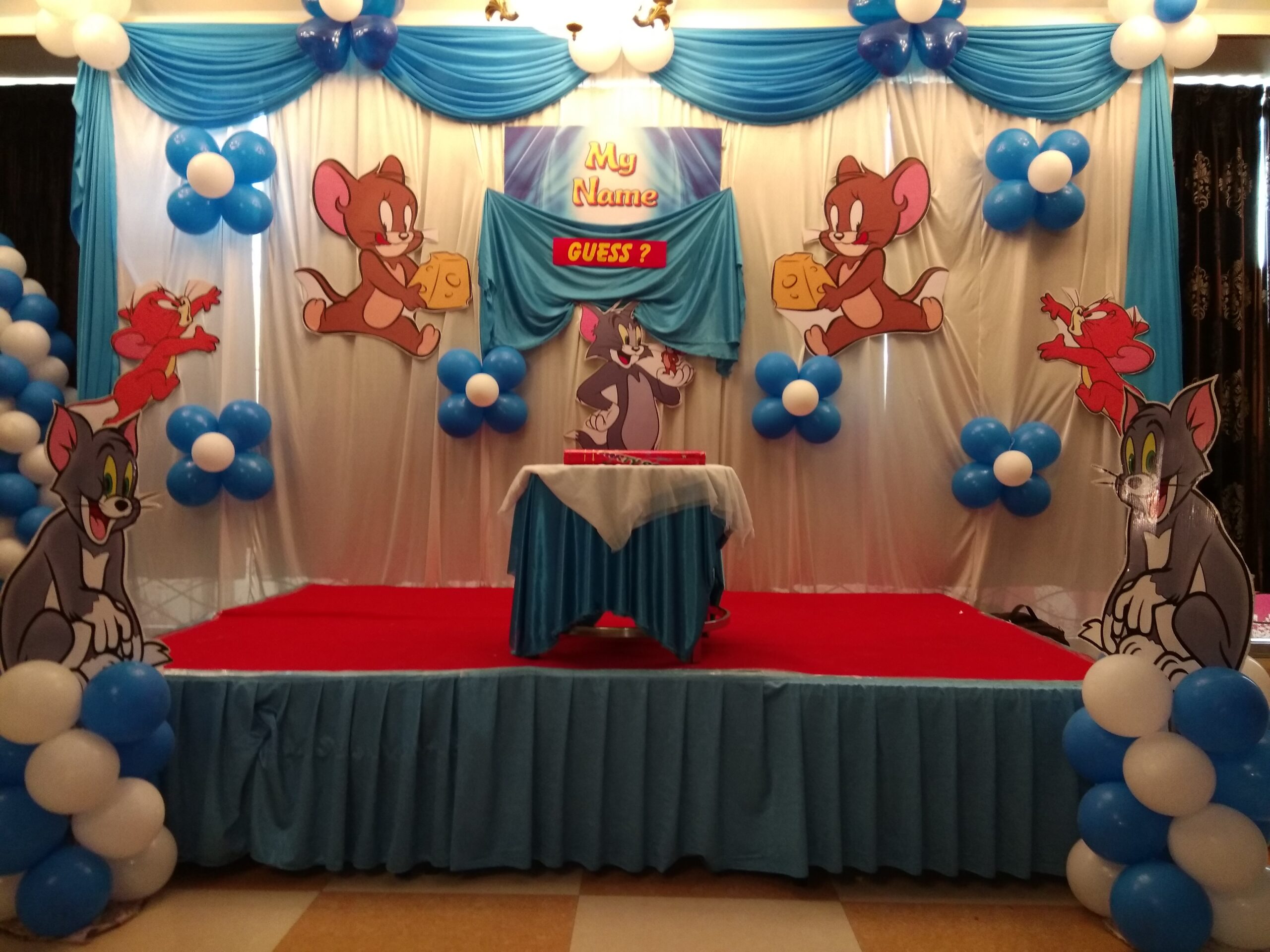 Tom and Jerry -themed balloon decor for Naming Ceremony