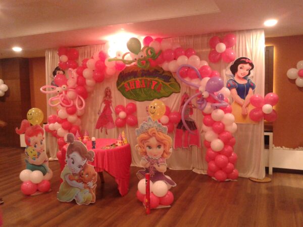 Princess-themed Pink and White Balloon Decoration