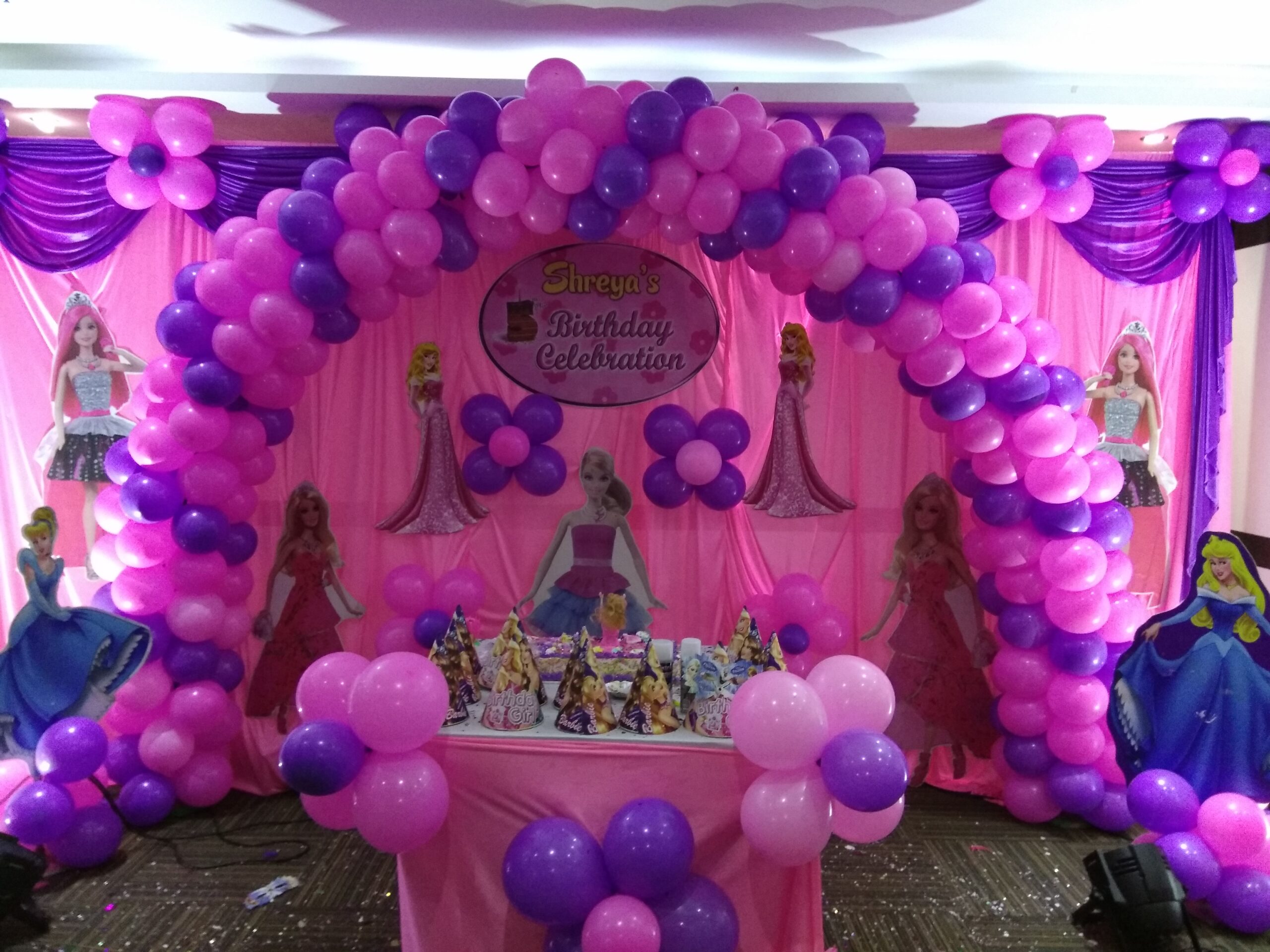 Princess-themed Pink and Purple Balloon Decoration