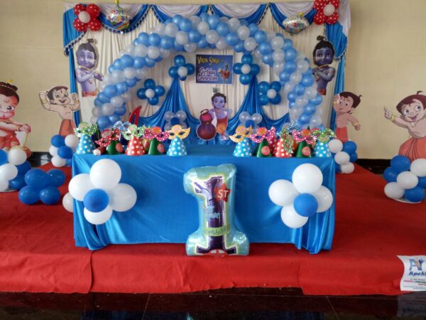 Cartoon-themed Blue and White Balloon Decoration