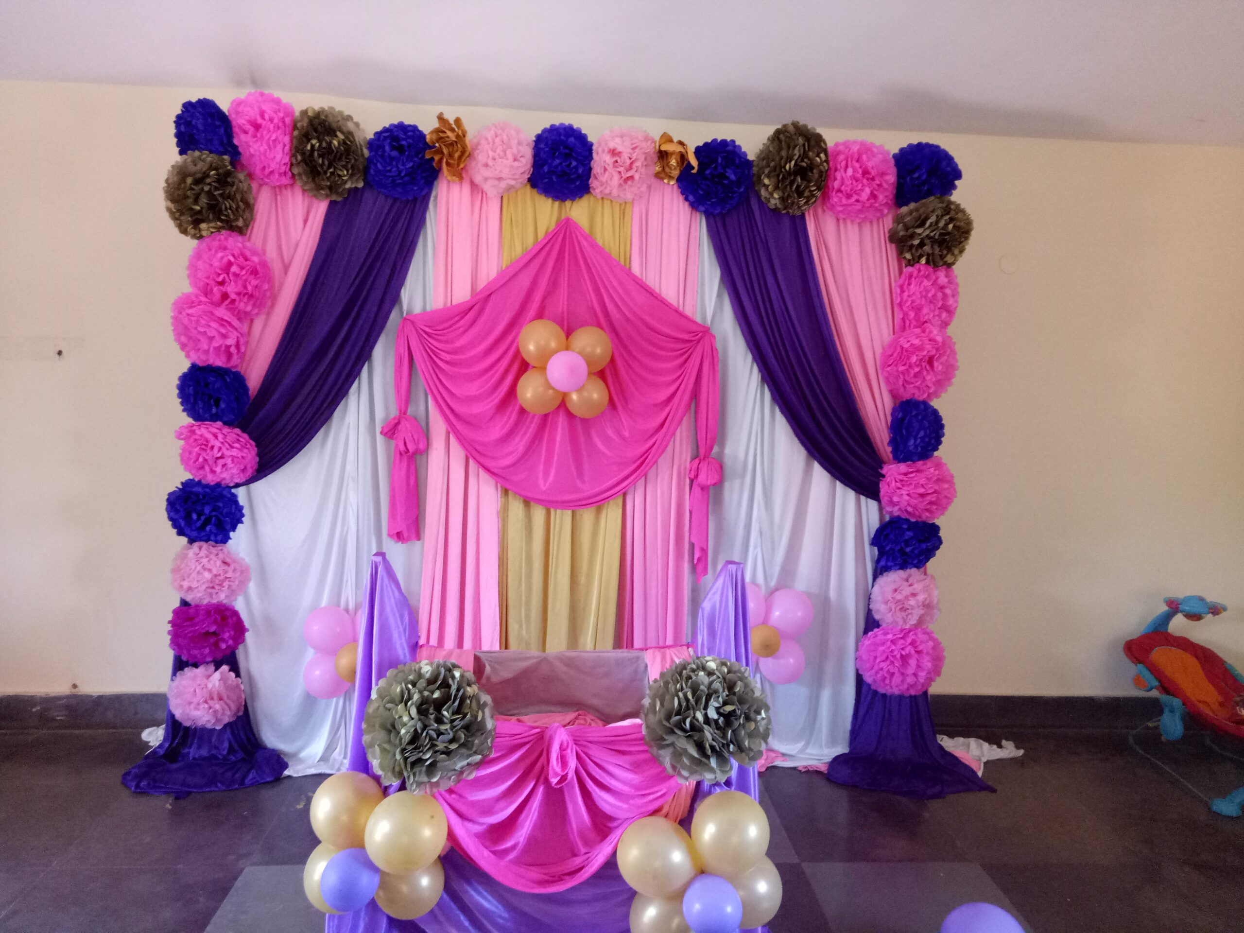Simple Paper Flower Decor for Naming Ceremony