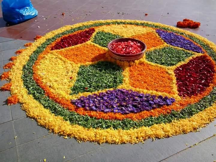 Grand Multiple Variety Flower Rangoli Decoration
