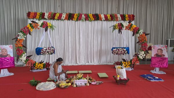 Twins baby Floral Decor with mix flowers for Naming ceremony